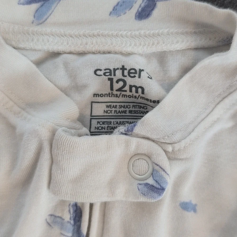 Carter's 12 Month Baby Whale Print Zip-Up PurelySoft Sleep & Play Pajamas